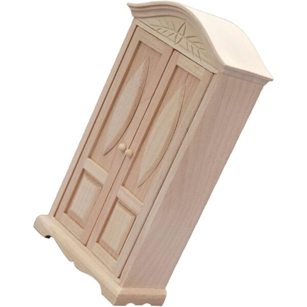VICASKY Miniaturschrank aus beigem Holz für Puppen und Tischdekorationen, 14,5 x 8,2 cm