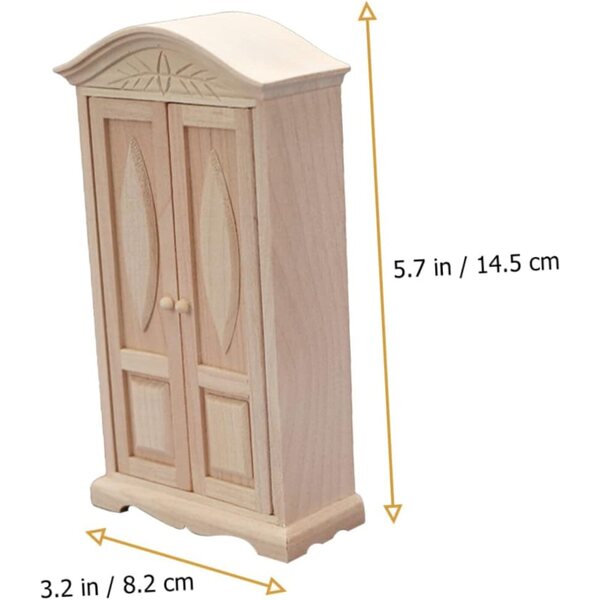 VICASKY Miniaturschrank aus beigem Holz für Puppen und Tischdekorationen, 14,5 x 8,2 cm