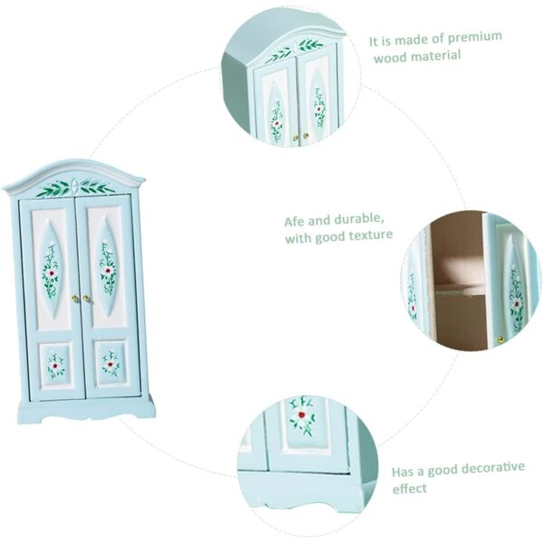 VICASKY Armadio in miniatura in legno scala 1:12 per casa delle bambole bianco