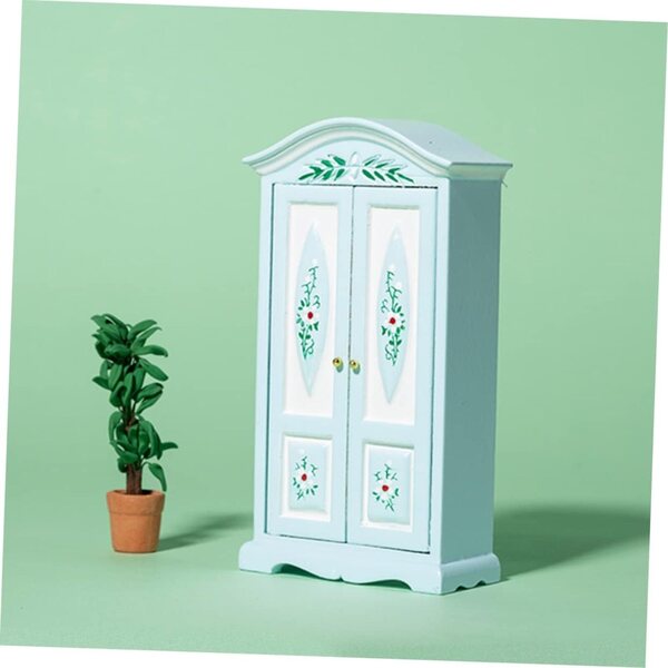 VICASKY Armadio in miniatura in legno scala 1:12 per casa delle bambole bianco