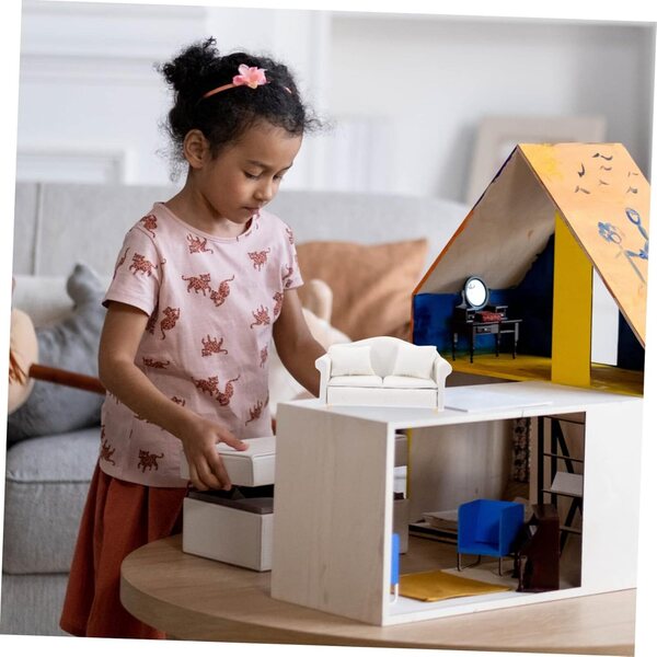 VICASKY Mini Mobili Casa Scala 1/12 Divano e Sedie Bianche Miniature Realistiche