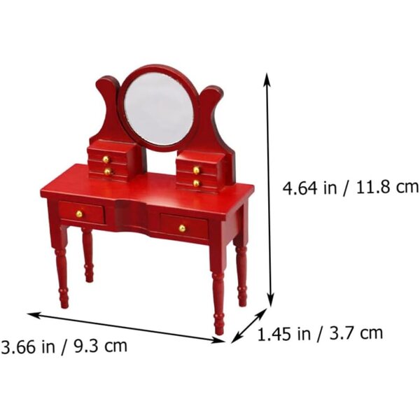 VICASKY Mini Tavolo da Toeletta in Legno 1:12 per Casa delle Bambole Retrò