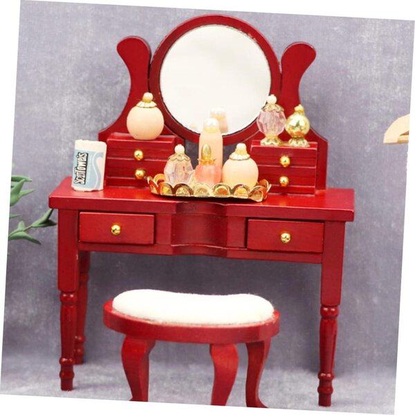 VICASKY Mini Tavolo da Toeletta in Legno 1:12 per Casa delle Bambole Retrò
