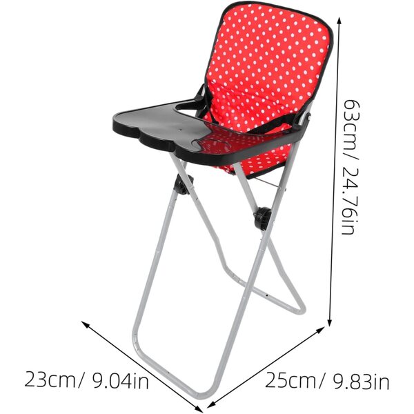 VICASKY Roter Spielzeug-Hochstuhl für Puppen, leicht und tragbar, 63 cm