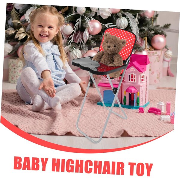 VICASKY Roter Spielzeug-Hochstuhl für Puppen, leicht und tragbar, 63 cm