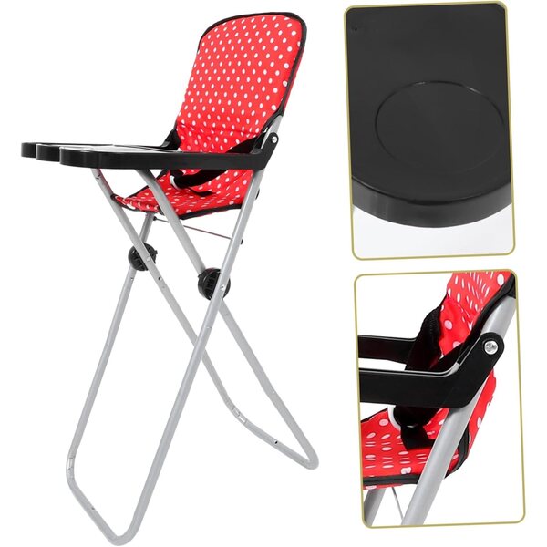 VICASKY Roter Spielzeug-Hochstuhl für Puppen, leicht und tragbar, 63 cm