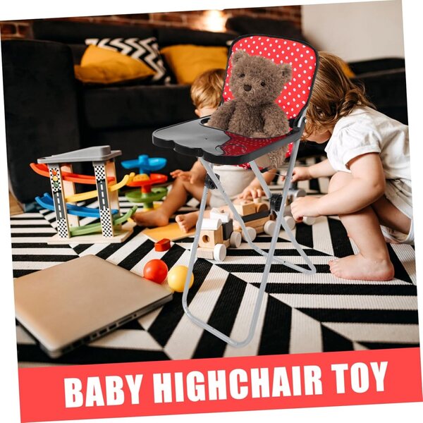 VICASKY Roter Spielzeug-Hochstuhl für Puppen, leicht und tragbar, 63 cm