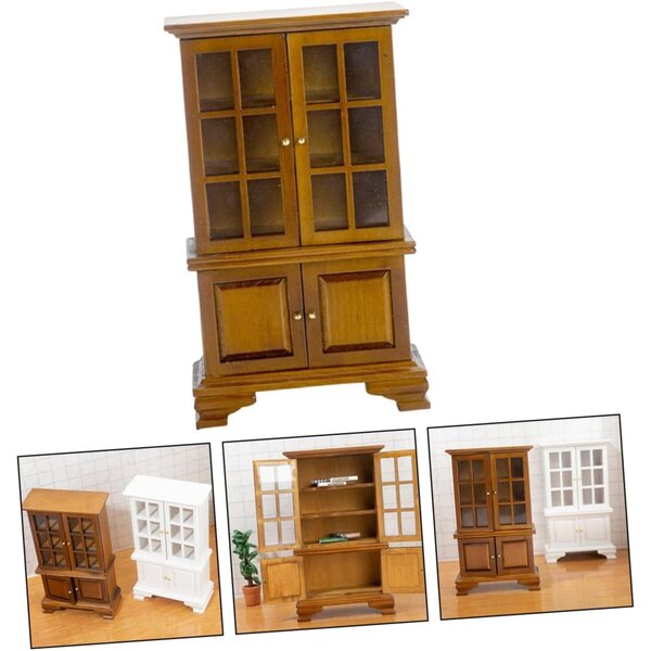 VICASKY Mini Armadio in Legno per Casa delle Bambole, Decorazione Piccola e Dettagliata