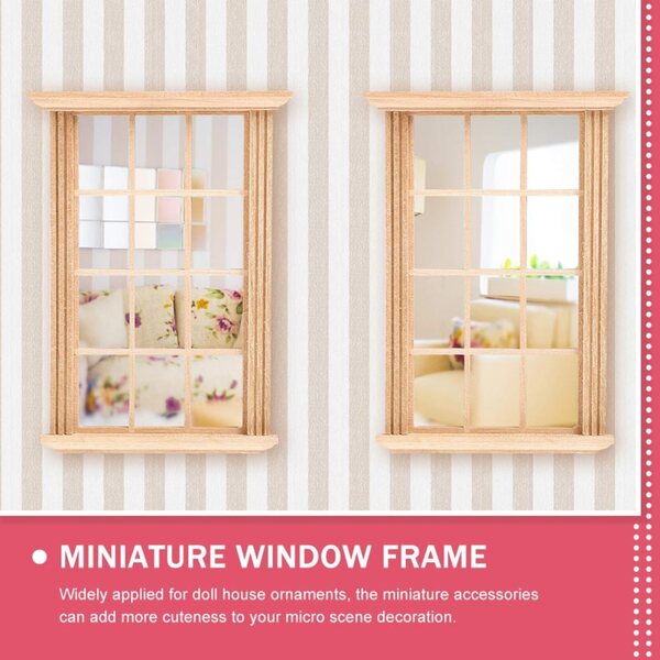 VICASKY Puppenhaus Miniatur 1:12 Set 3 hellbraune Holzfenster