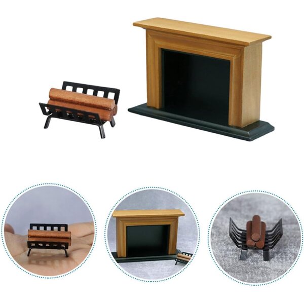 VICASKY Set mit 2 Mini-Retro-Möbeln aus Holz und Eisen für Puppenhäuser 12x7 cm