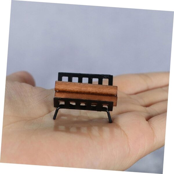 VICASKY Set mit 2 Mini-Retro-Möbeln aus Holz und Eisen für Puppenhäuser 12x7 cm