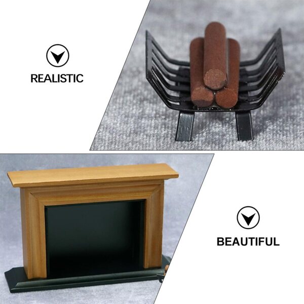 VICASKY Set mit 2 Mini-Retro-Möbeln aus Holz und Eisen für Puppenhäuser 12x7 cm