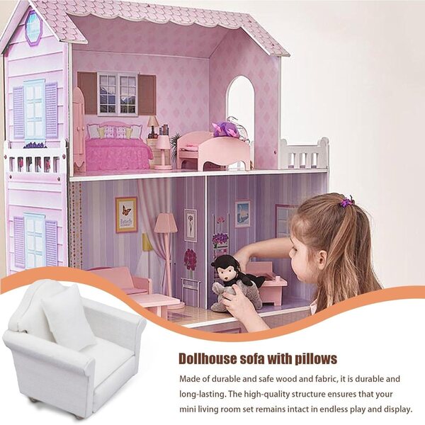 Divano Miniatura 1:12 per Casa delle Bambole in Legno e Tessuto - Set Completo o Singolo