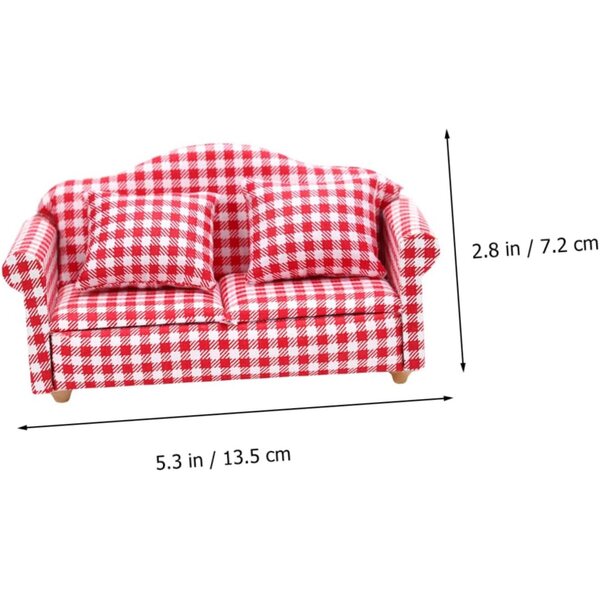 Mini divano modello a quadri VICASKY - set 3 pezzi per casa delle bambole scala 1:12
