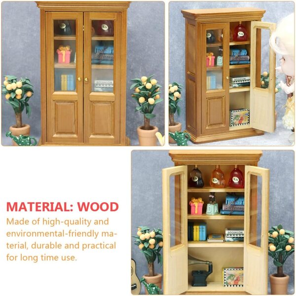 VICASKY Mini Libreria Verticale in Legno per Casa delle Bambole e Decorazioni