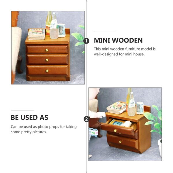 VICASKY Mini-Kleiderschrank aus Holz 1:12 – Puppenmöbel und Miniaturdekoration