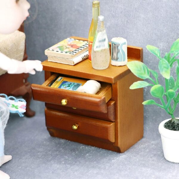 VICASKY Mini-Kleiderschrank aus Holz 1:12 – Puppenmöbel und Miniaturdekoration
