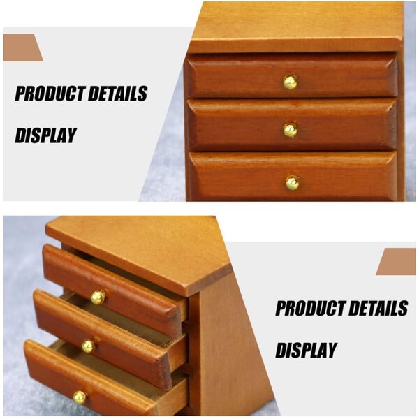 VICASKY Mini-Kleiderschrank aus Holz 1:12 – Puppenmöbel und Miniaturdekoration