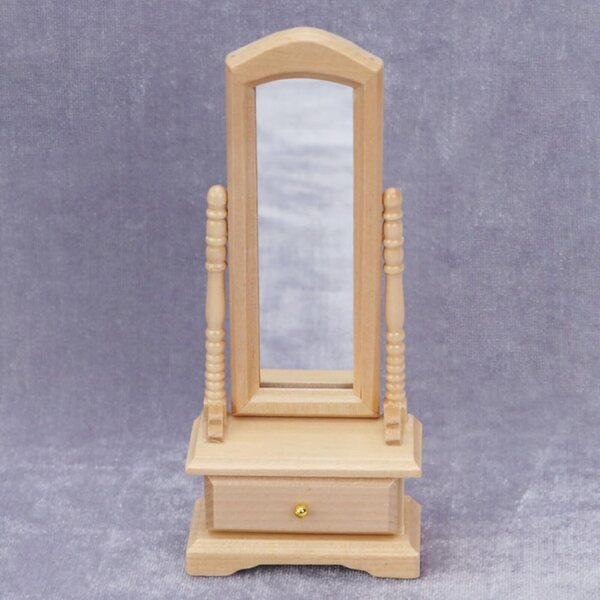 VICASKY Mini-Schminkspiegel aus Holz für das Puppenhaus, realistisches dekoratives Accessoire