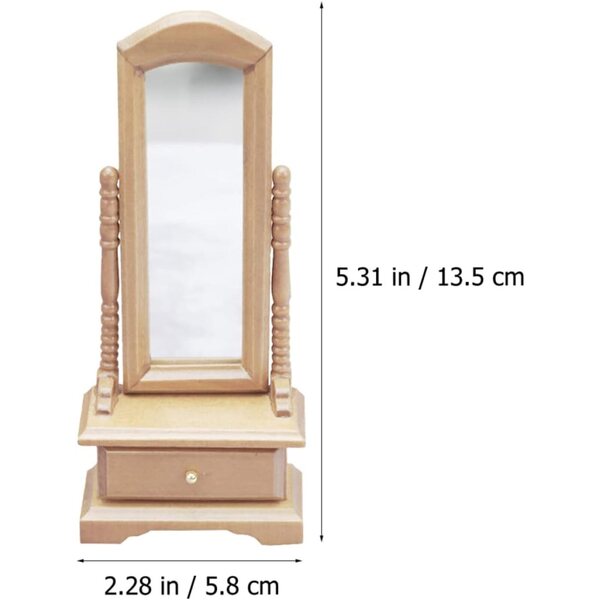 VICASKY Mini-Schminkspiegel aus Holz für das Puppenhaus, realistisches dekoratives Accessoire