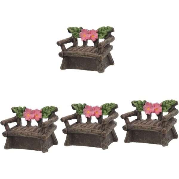 YARNOW Set 4 Ornamenti Solari Miniature Sedia da Giardino in Resina Sintetica
