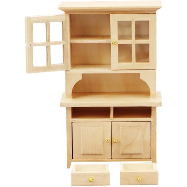 Mini libreria in legno VICASKY beige per casa delle bambole, 15x9x4 cm, vintage