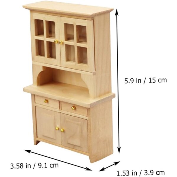 Mini libreria in legno VICASKY beige per casa delle bambole, 15x9x4 cm, vintage