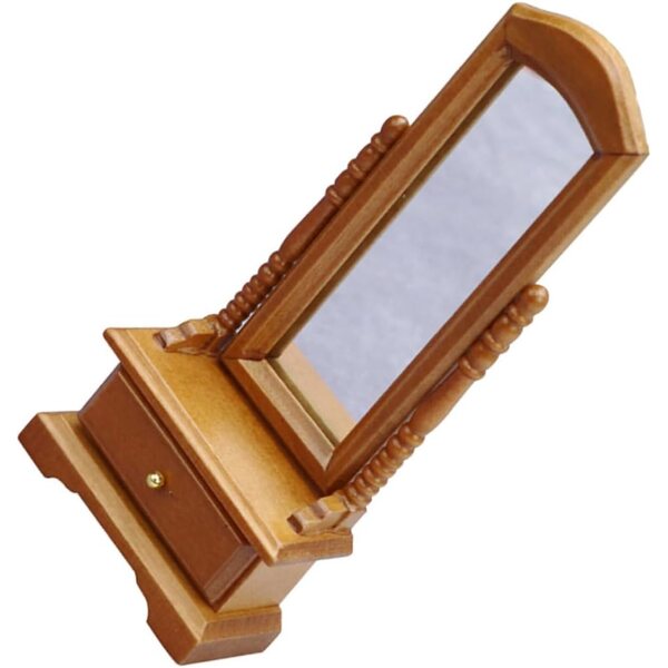VICASKY Miniaturspiegel aus Massivholz mit Schublade im Vintage-Stil, 13,5 x 5,8 cm