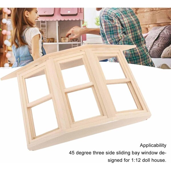 Gonetre Finestra in Legno di Betulla per Casa delle Bambole 1:12, Elegante e Realistica