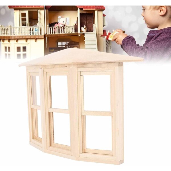Gonetre Finestra in Legno di Betulla per Casa delle Bambole 1:12, Elegante e Realistica