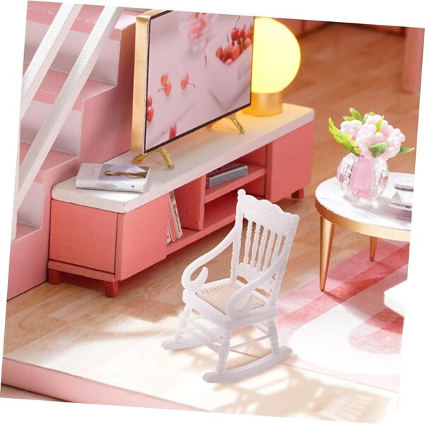 VICASKY Set 3 sedie a dondolo in legno miniatura 1:12 per casa delle bambole