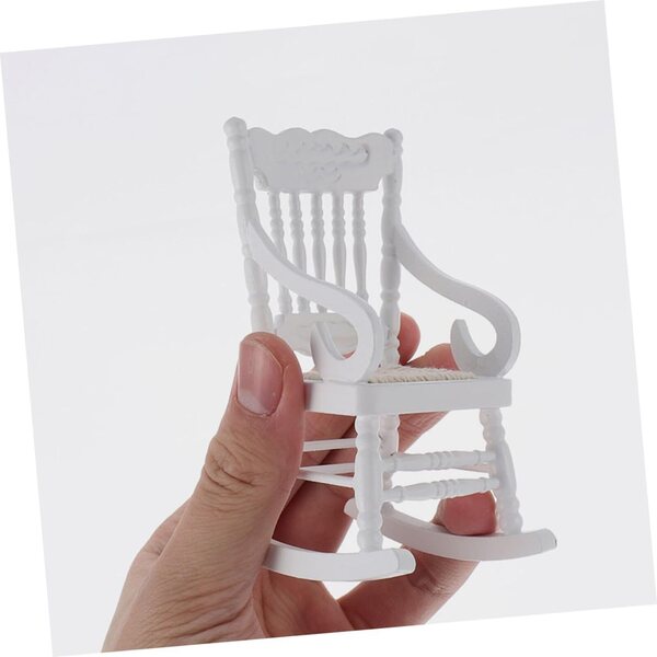 VICASKY Set 3 sedie a dondolo in legno miniatura 1:12 per casa delle bambole