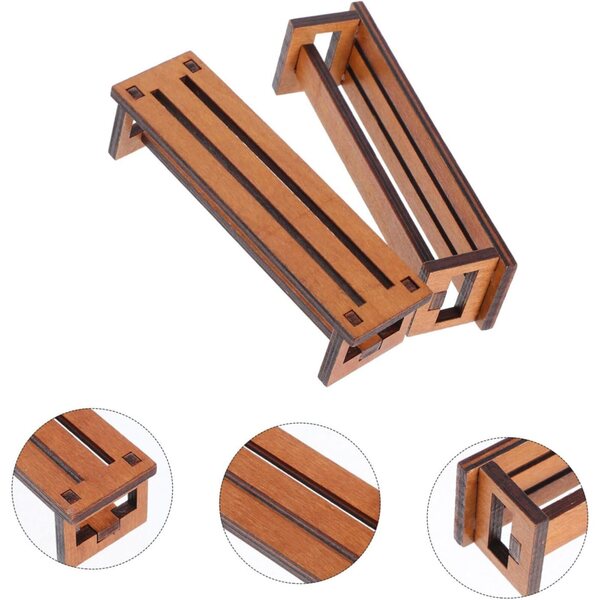 VICASKY Mini Sedia in Legno Vintage 2 pezzi per Case delle Bambole e Decorazioni