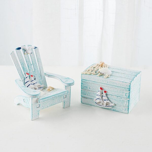 Garneck Mini Sedia da Spiaggia in Legno Decorazione Casa e Ufficio Stile Mediterraneo