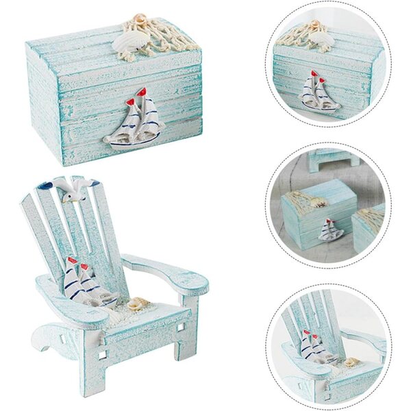 Garneck Mini Sedia da Spiaggia in Legno Decorazione Casa e Ufficio Stile Mediterraneo