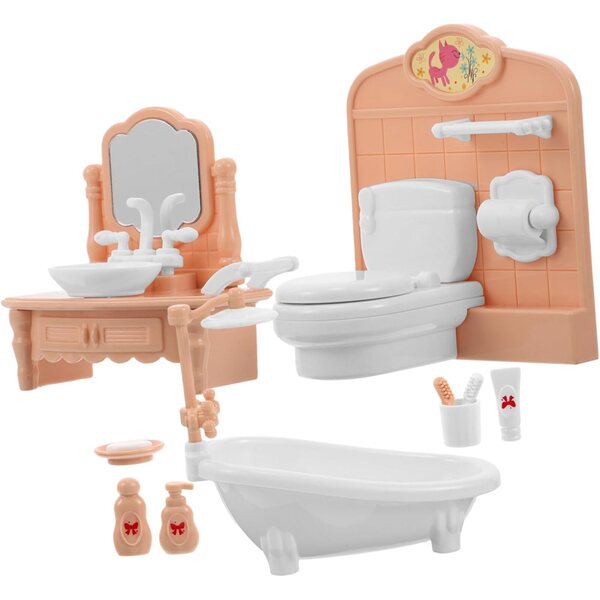 VICASKY Realistisches und detailliertes Puppenhaus-Mini-Badezimmermöbel-Set, 8 x 7 x 6 cm