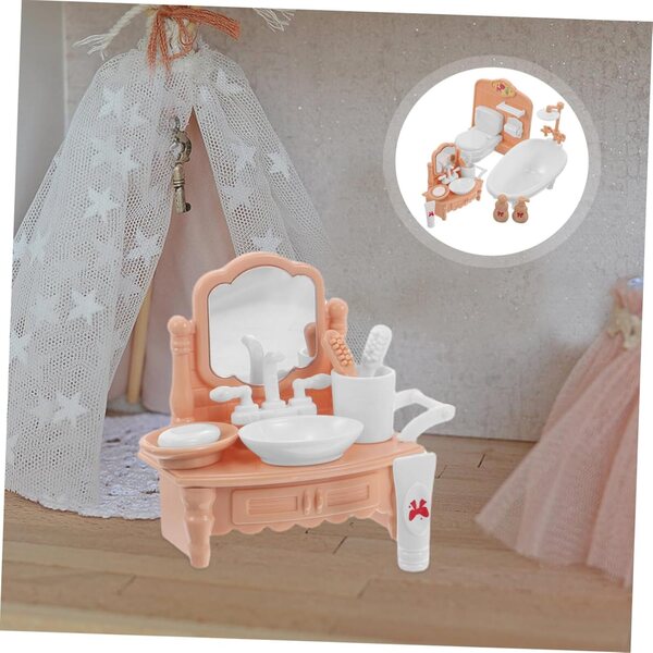 VICASKY Set Mobili Mini Bagno Casa delle Bambole Realistico e Dettagliato 8x7x6 cm