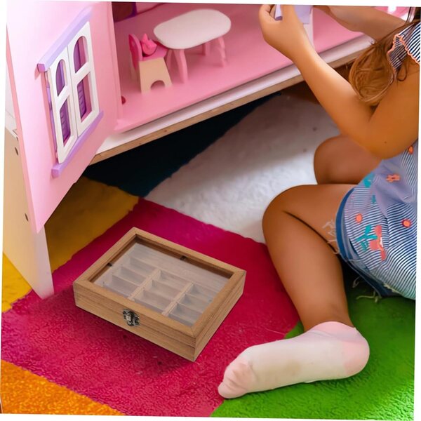 VICASKY Mini Libreria Case delle Bambole 15x12x3,5 cm Realistica in Legno