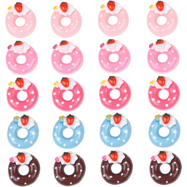 Toyvian Set mit 20 Donut-förmigen Deko-Accessoires aus Kunstharz für DIY-Projekte