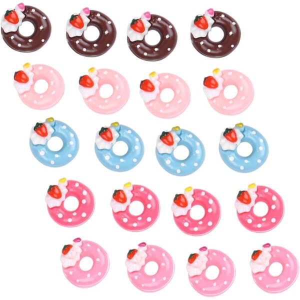 Toyvian Set 20 Accessori Decorativi in Resina a Forma di Ciambella per Progetti Fai da Te