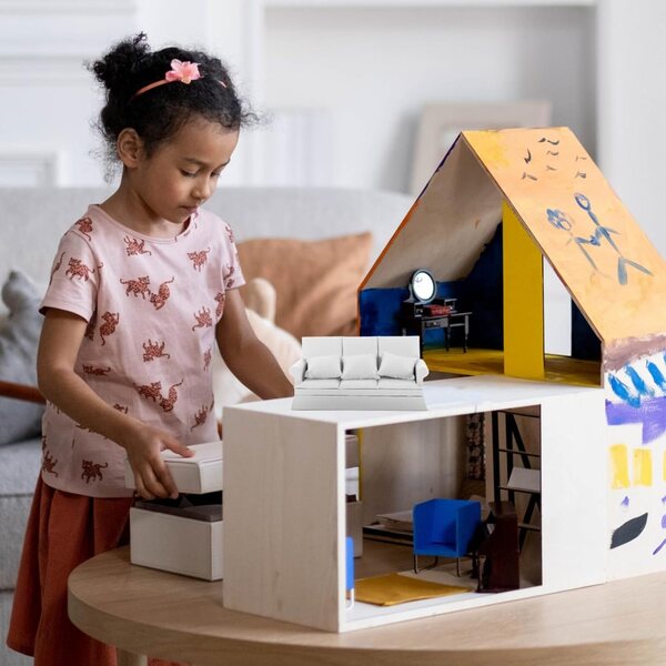 Mini divano bianco VICASKY per casa delle bambole, set mobili soggiorno miniatura