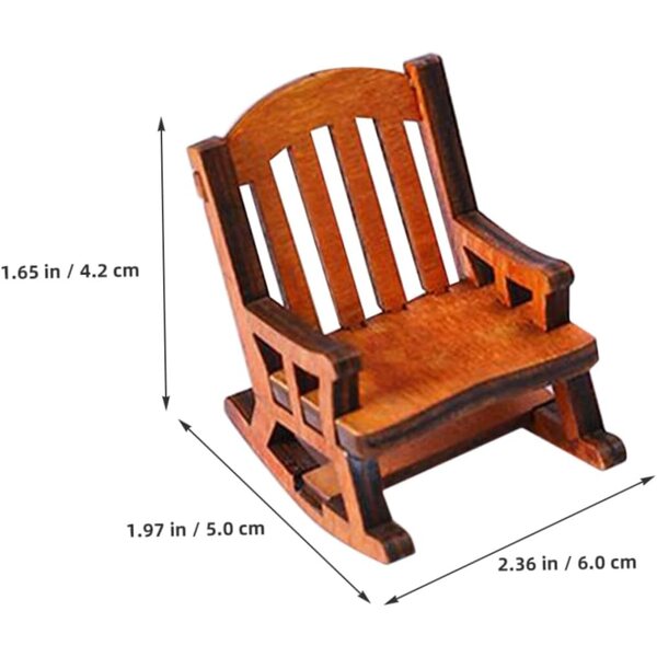 VICASKY Mini Sedia a Dondolo in Legno Marrone Chiaro, Set 2 Pezzi Realistici per Casa delle Bambole