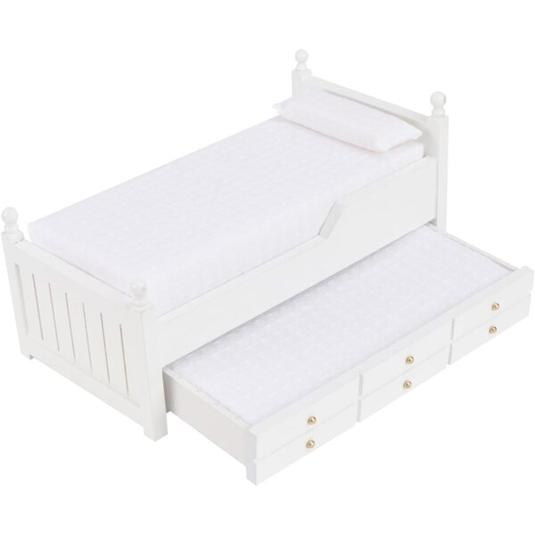 VICASKY Miniatur-Ausziehbett, zweilagig, weiß, 1:12 für Puppenhaus