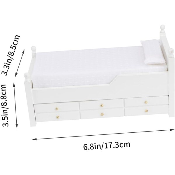 VICASKY Letto Estraibile Miniatura Due Strati Bianco 1:12 per Casa Bambole