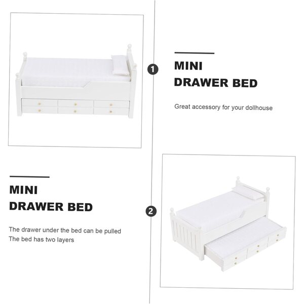 VICASKY Letto Estraibile Miniatura Due Strati Bianco 1:12 per Casa Bambole