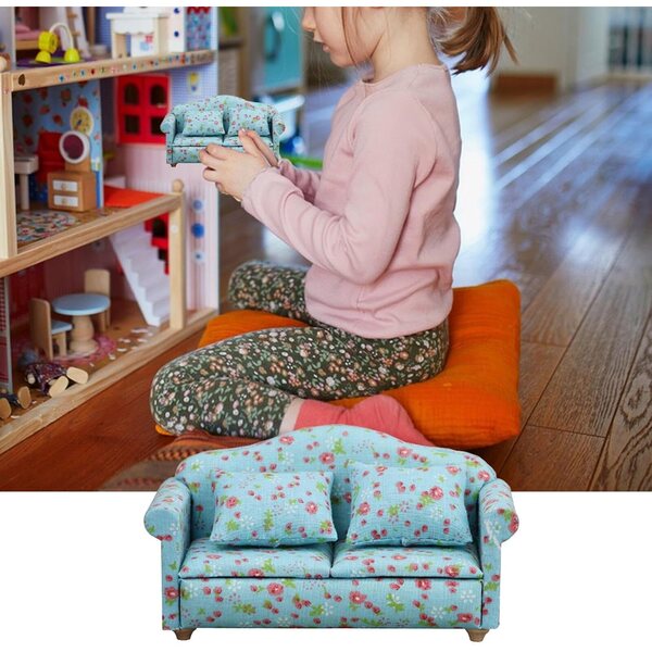 Divano in miniatura per casa delle bambole, mobili soggiorno artigianali scala 1:12