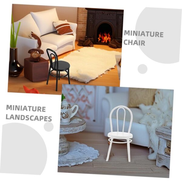 VICASKY Set 3 Mini Sedie in Ferro Stile Vintage per Casa delle Bambole e Miniature