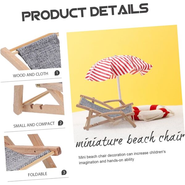VICASKY Set 4 Sedie da Spiaggia Miniature per Decorazione Casa Bambole