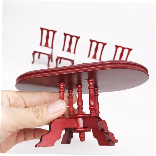 VICASKY mini tavolo da pranzo in legno con sedia per casa delle bambole scala 1:12