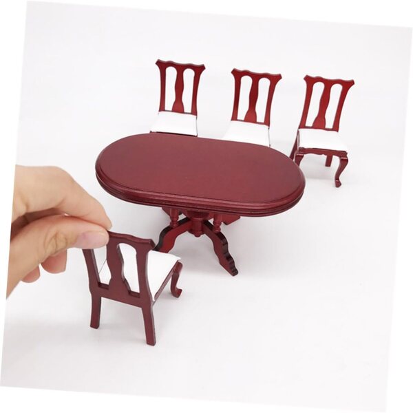 VICASKY mini tavolo da pranzo in legno con sedia per casa delle bambole scala 1:12
